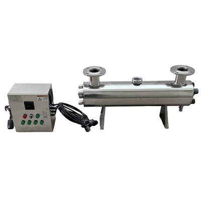 400W 过流式设备（φ204mm壁厚3mm法兰DN65不锈钢316L腔体(含5*飞利浦75W、5*石英套管、带视镜及排污阀、不带自动清洗)\不锈钢